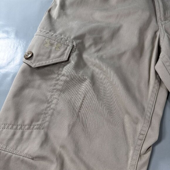 Under Armour Chino Khaki Pants Mens Drawstring Ankle Cargo Pocket Trousers - Picture 3 of 16